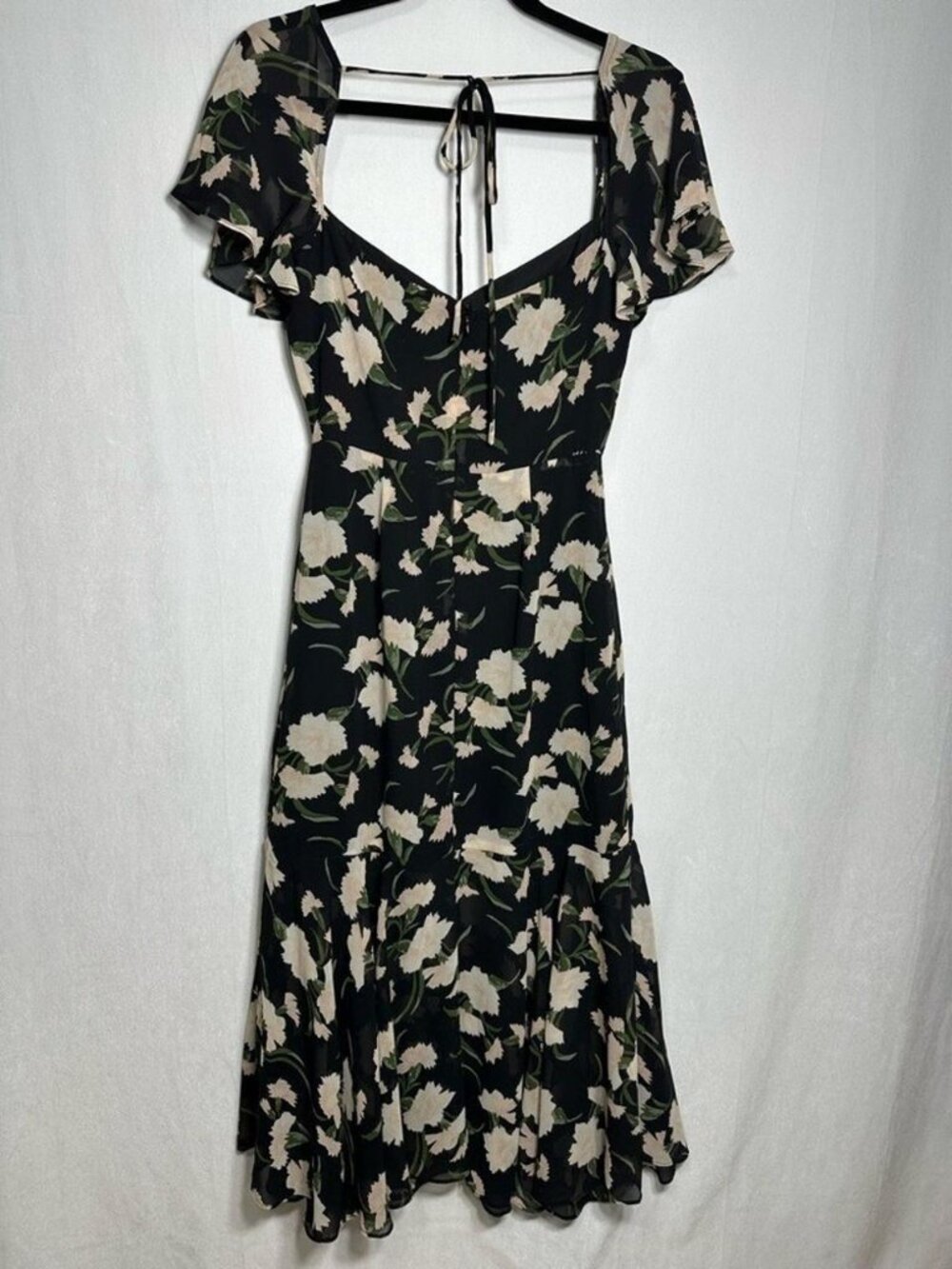 Black Floral Chiffon Midi